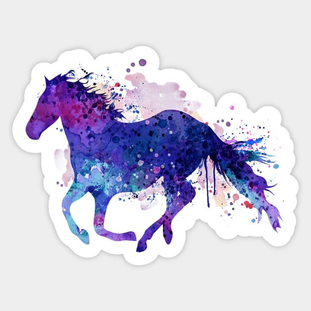 Running Horse Watercolor Silhouette Sticker by Marian Voicu